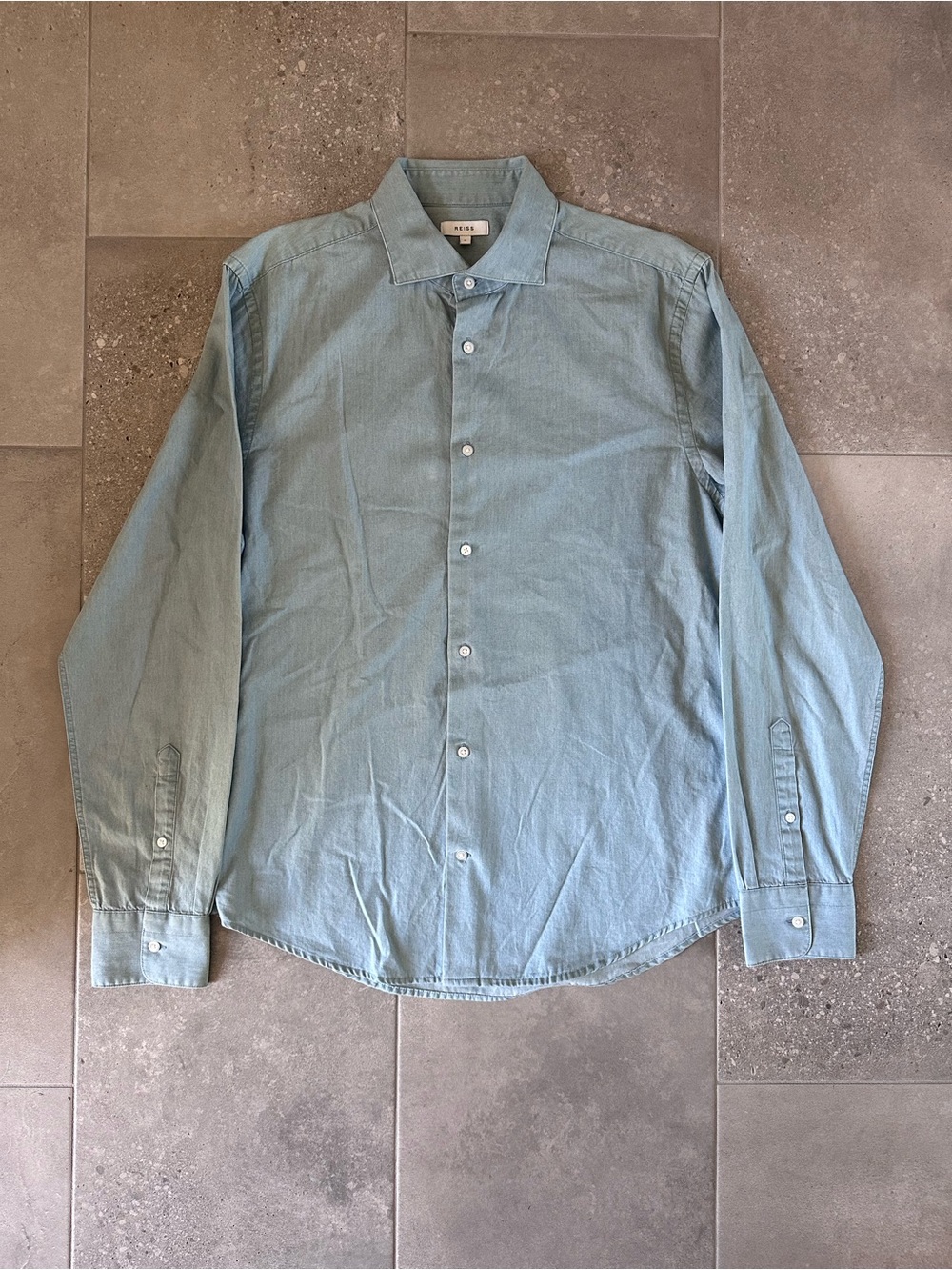 Reiss Men's Pale Blue Casual Button-Down Shirt